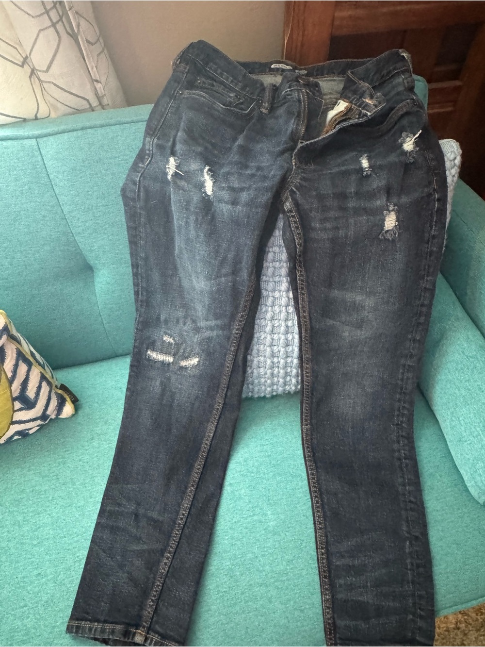 Old Navy Blue Distressed Jeans